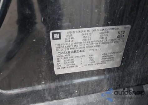 2018 Chevrolet Equinox Lt from USA, damaged, VIN 2GNAXJEV8J6234249